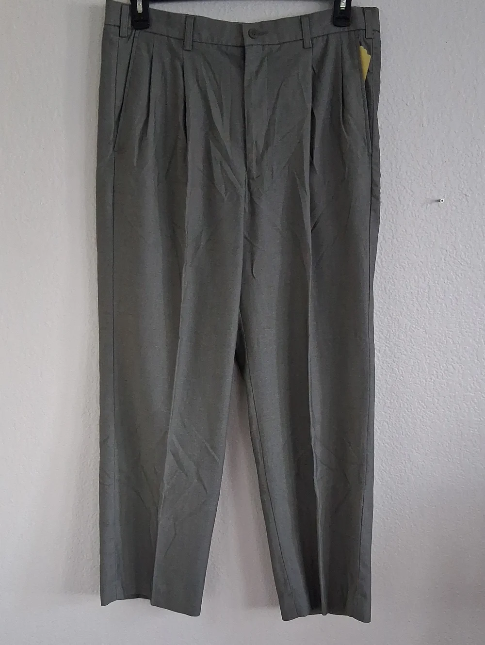 Oleg Cassini Gray Pleated Men's Dress Trousers